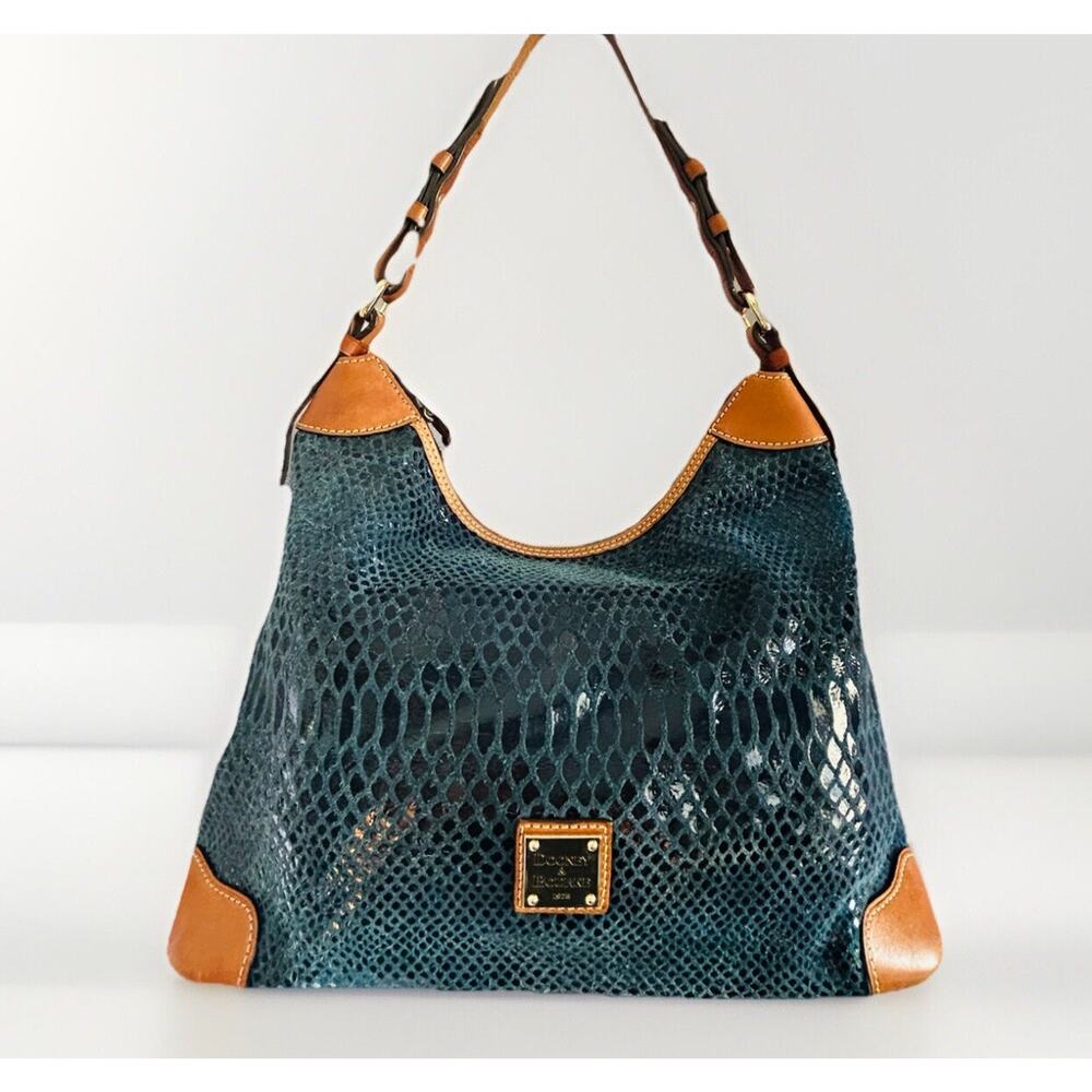 Dooney & Bourke Erica 90s Hobo Bag Vintage Navy Blue Leather Suede Purse